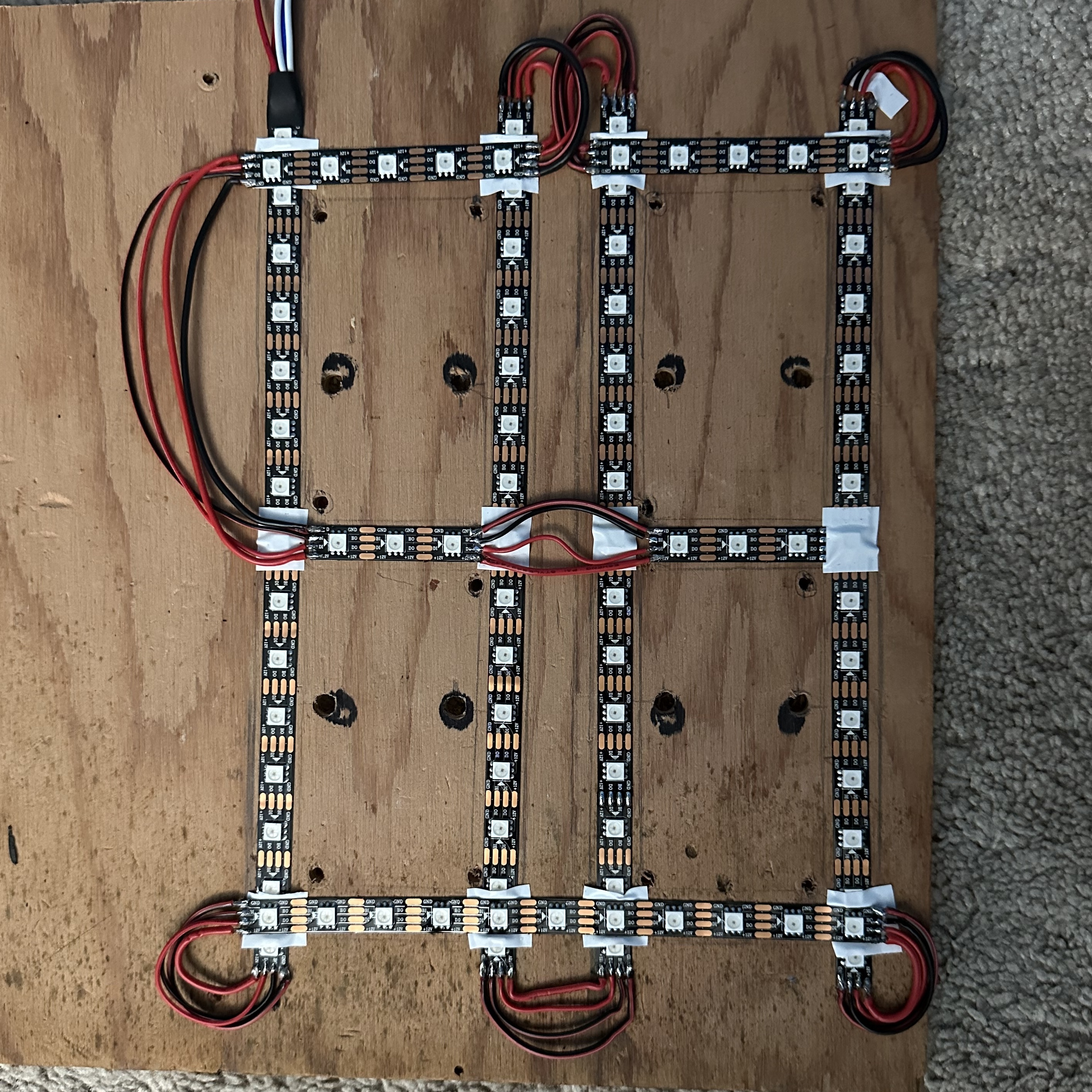 RGB strips cut and arranged in the pattern of two 7-segment displays