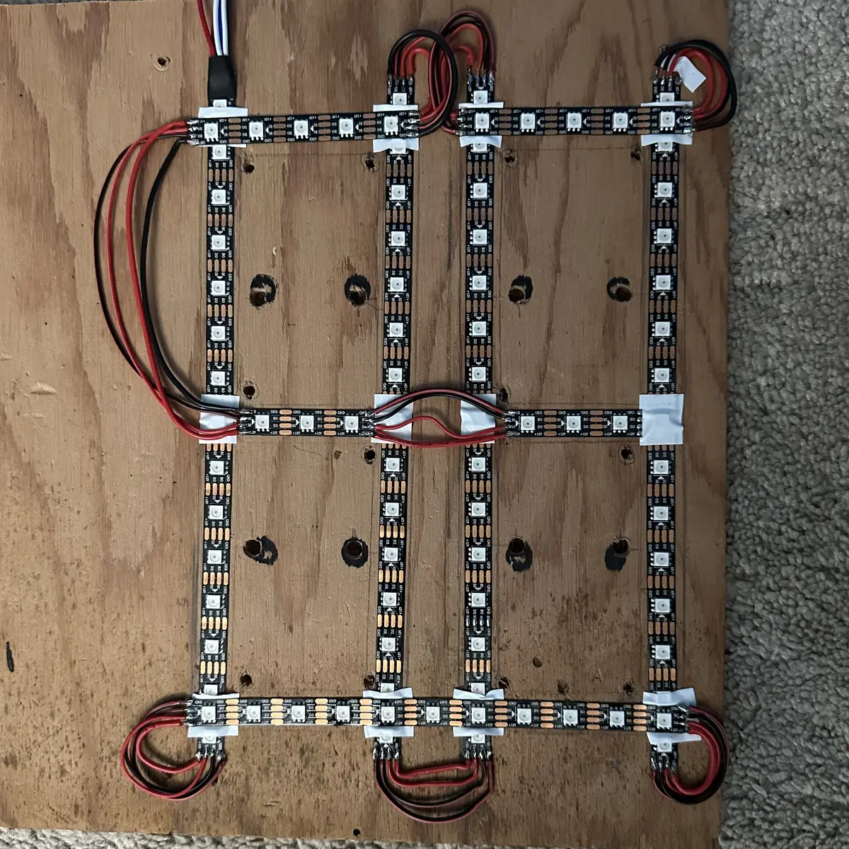 RGB strips cut and arranged in the pattern of two 7-segment displays